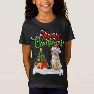 Camiseta Decorações de Xmas Papais noeis de Cachorro Pastor