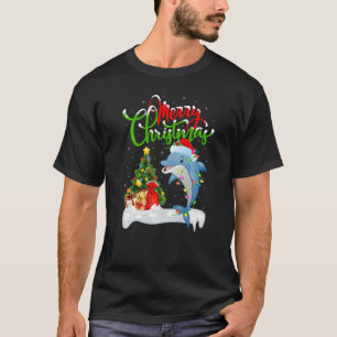 Camiseta Decorações do Golfinho Xmas Papais noeis Natal do