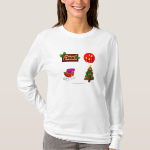 Camiseta Decorações do Natal contra o fundo branco
