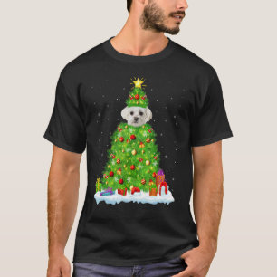 Camiseta Decorações do Natal Luzes Papais noeis Maltês Cach