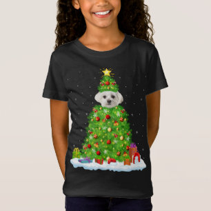 Camiseta Decorações do Natal Luzes Papais noeis Maltês Cach