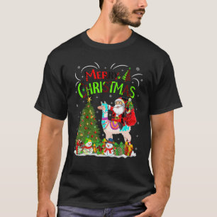 Camiseta Decorações Xmas Luzes Papais noeis Andando Cristo