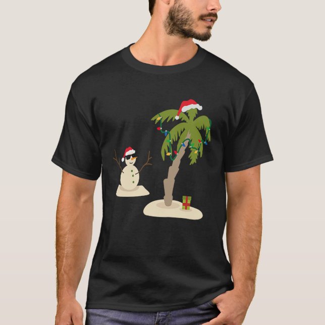 Camiseta Decorated Christmas Palm Tree Tropical Xmas Coconu (Frente)