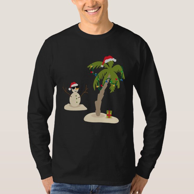 Camiseta Decorated Christmas Palm Tree Tropical Xmas Coconu (Frente)