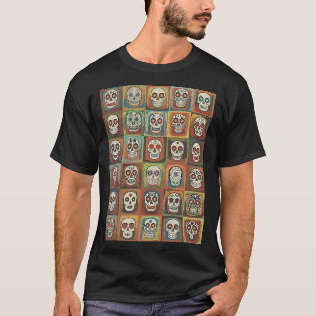 Camiseta Decorative paint Skull Collection Mexican Folk (Frente)