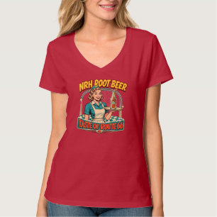 Camiseta decote em V feminina NRH Root Beer Route 
