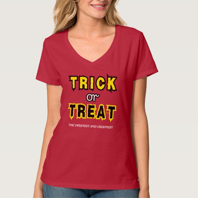 Camiseta decote em V: HALLOWEEN Doce #6 (Frente)