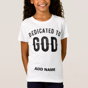 CAMISETA DEDICADO A DEUS TEXTO NEGRO PERSONALIZÁVEL LEGAL