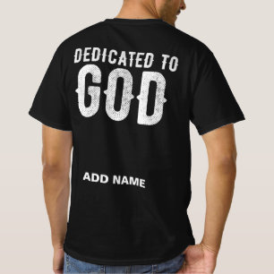 CAMISETA DEDICADO A DEUS TEXTO PERSONALIZÁVEL BRANCO LEGAL