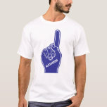 Camiseta Dedo azul personalizado da espuma dos esportes<br><div class="desc">Criar um presente personalizado divertimento para seu fã de esportes favorito. Este t-shirt está pronto para que você personalize com seu próprio nome. Caracteriza uma ilustração de um dedo da espuma do estilo do fã de esportes em azul e em branco.</div>