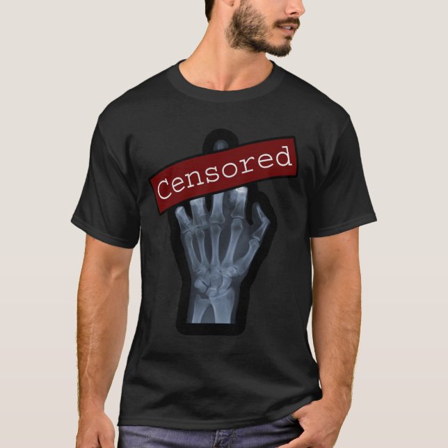 Camiseta Dedo médio censurado - preto/T escuro (Frente)