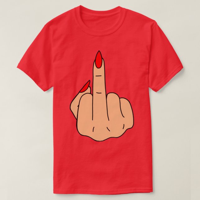 Camiseta Dedo Médio das Unhas Vermelhas (Frente do Design)