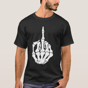 Camiseta Dedo Médio do Esqueleto de Halloween