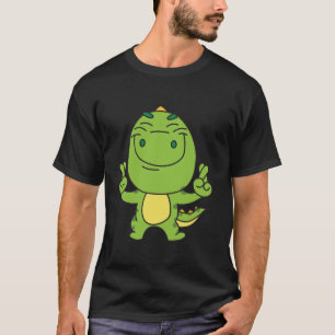 Camiseta Dedos Cruzados Dinossauro Verde Engraçado Dino Luc