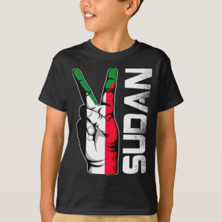 Camiseta Dedos da Bandeira do Sudão da Vitória Patriótica R