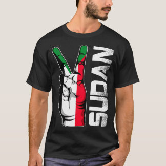 Camiseta Dedos da Bandeira do Sudão da Vitória Patriótica R
