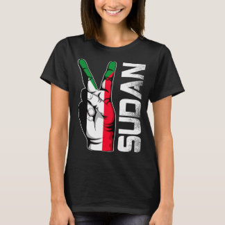 Camiseta Dedos da Bandeira do Sudão da Vitória Patriótica R