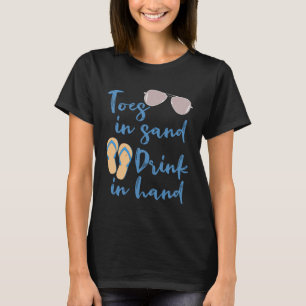 Camiseta Dedos em Areia Bebidos em Férias Mão-Praia