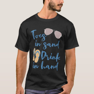 Camiseta Dedos em Areia Bebidos em Férias Mão-Praia