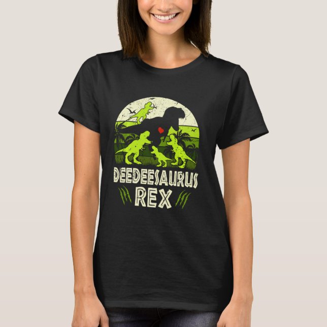 Camiseta Deedee Dinosaur T Rex Deedeesaurus 4 Crianças Famí (Frente)