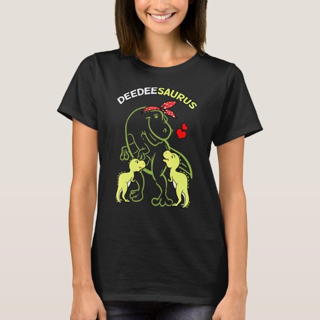 Camiseta Deedeesaurus Deedee 2 Crianças Dia de as mães Dino (Frente)