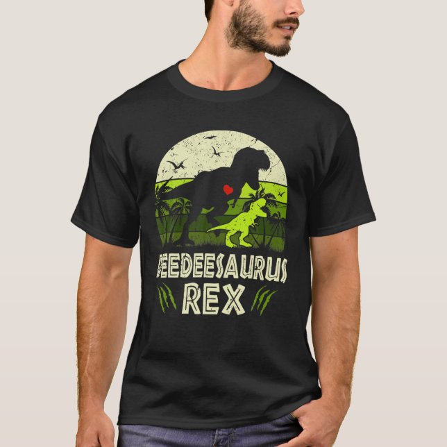 Camiseta Deedeesaurus T Rex Dinosaur Deedee Saurus Família  (Frente)