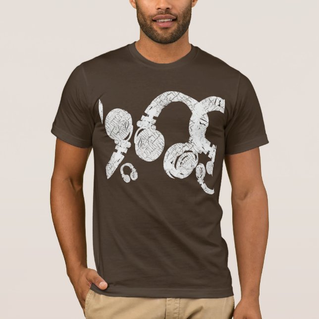 Camiseta deejay dj D.J. white head/phones. música inspirada (Frente)