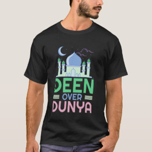 Camiseta Deen Over Dunya - Mesquita Islâmico Diversão Relig
