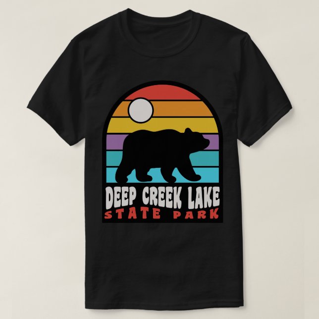 Camiseta Deep Creek Lake State Park Maryland Bear Crachá TS (Frente do Design)