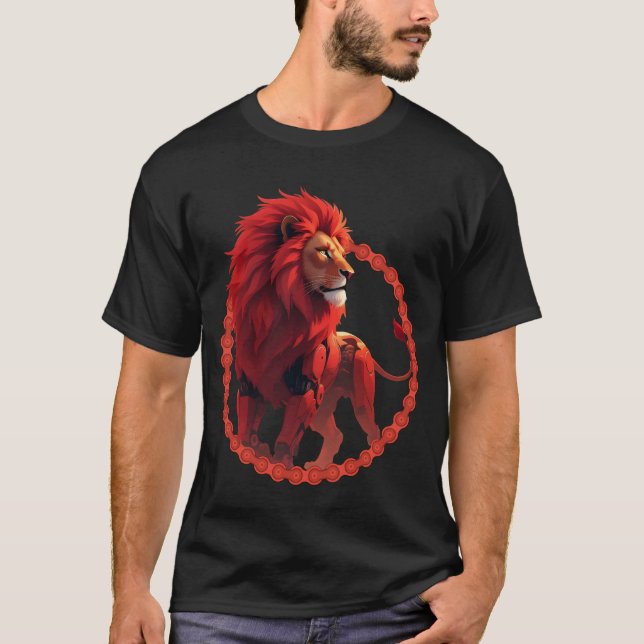 Camiseta Deep Crimson Glow – The Lion of Burning Destiny.   (Frente)