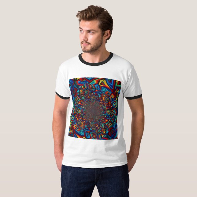 Camiseta Deep Dimension Fractal Pattern (Frente Completa)