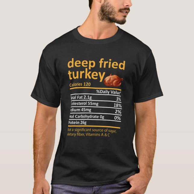 Camiseta Deep Fried Turkey Nutrition Comida Fatos Graças (Frente)