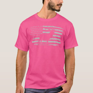 Camiseta Deer American Flag Buck Stag Caça Hun Patriótico