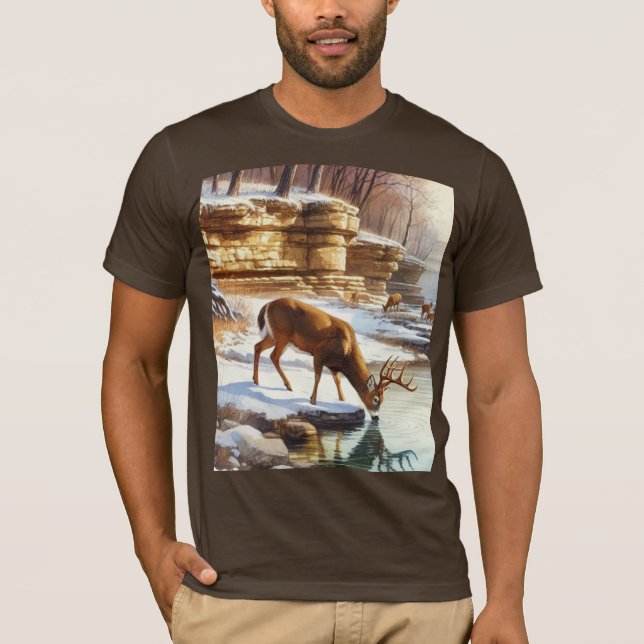 Camiseta Deer Buck na vida selvagem do inverno (Frente)