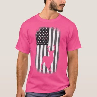 Camiseta Deer Caça Bandeira Negra-Branca Americana
