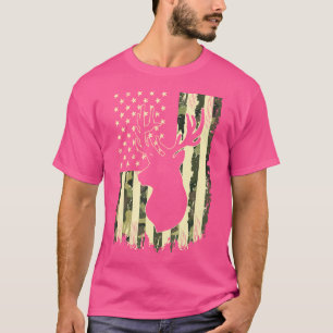 Camiseta Deer Camo Usa Flag Buck Elk Hunting American Hunt