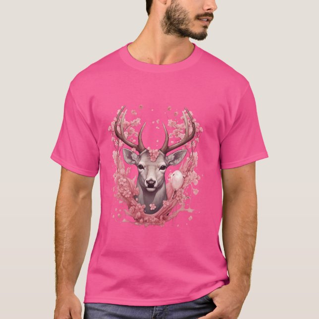 Camiseta Deer Cherryblossoms Japonês Cherry Tag Antl (Frente)