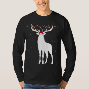 Camiseta Deer Com Papai Noel Luz De Natal Pajama Huntin