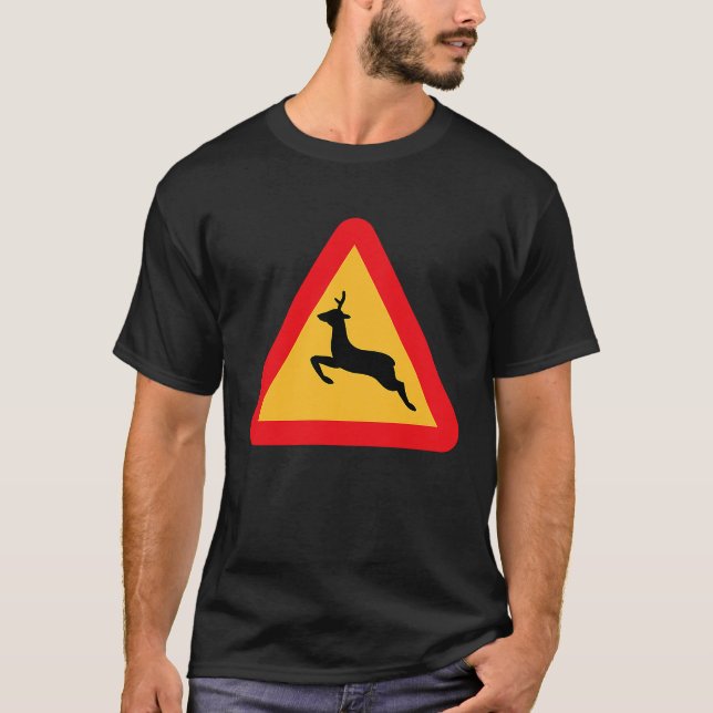 Camiseta Deer Crossing Road Sign (Frente)