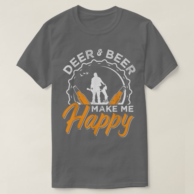 Camiseta Deer E Beer Me Fazem Caçá-Lo Feliz. (Frente do Design)