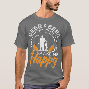 Camiseta Deer E Beer Me Fazem Caçá-Lo Feliz.