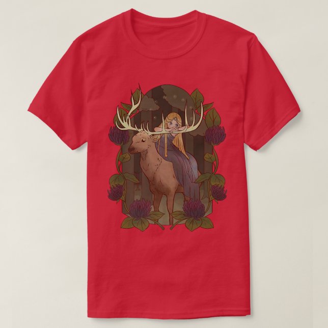 Camiseta Deer E Fairy Forest Fantasy Princesa Magic T-Shir (Frente do Design)