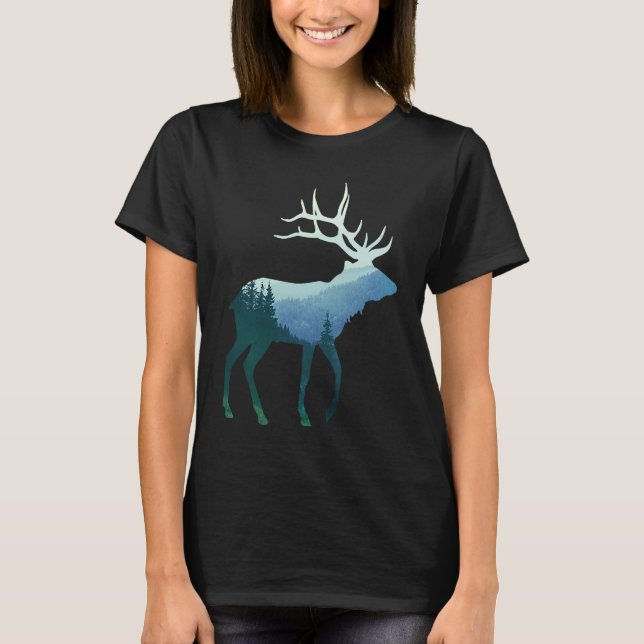 Camiseta Deer Elk Double Exposure Surreal Wildlife Animal (Frente)