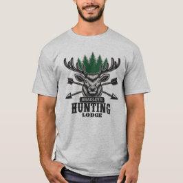 Camiseta Deer Elk Hunter ADD NAME Arco Hunting Lodge Cabin