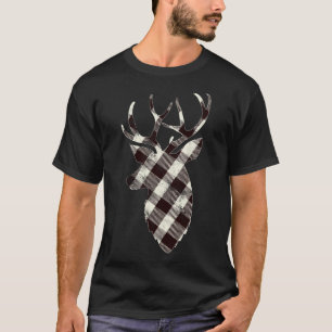 Camiseta Deer Head Silhouette White Buffalo Xadrez Christma
