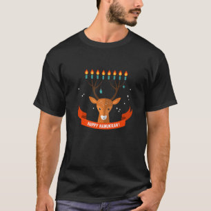Camiseta Deer Horn Menorah Happy Hanukkah