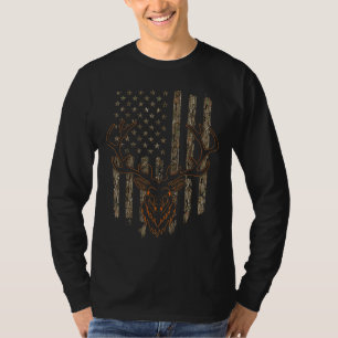 Camiseta Deer Hunter American Flag Camouflage Deer Hun