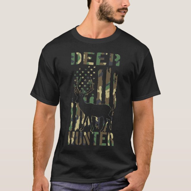 Camiseta Deer Hunter Camo American Flag USA (Frente)