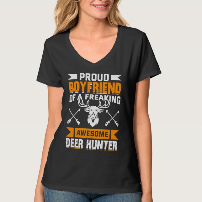 Camiseta Deer Hunter Hunting Season Huntsman Boyfriend (Frente)