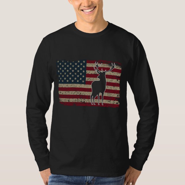 Camiseta Deer Hunting American Flag USA Proud Hunter Gift I (Frente)